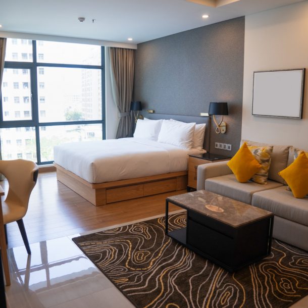 une chambre après réhabilitation d''un hôtel