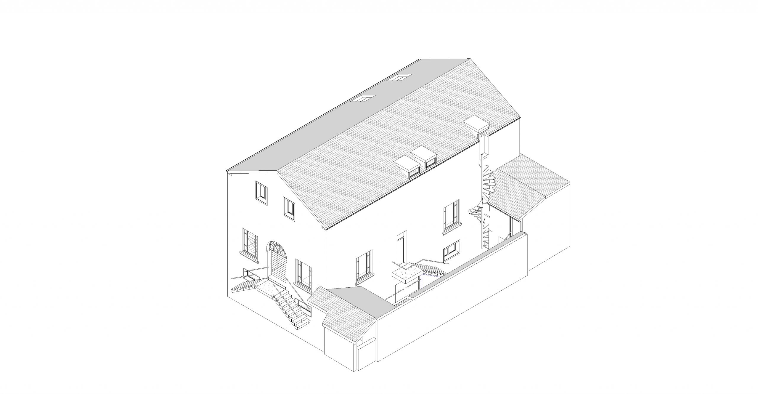 Réhabilitation maison de la culture arménienne - Kami Architecture - plan 3D vue façade côté jardin